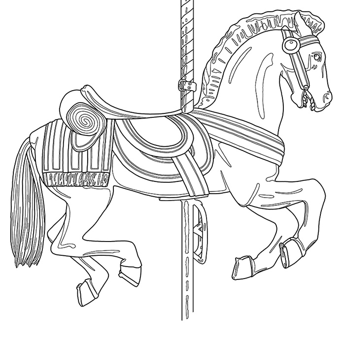 CAROUSEL, a Coloring Jones coloring book for adults