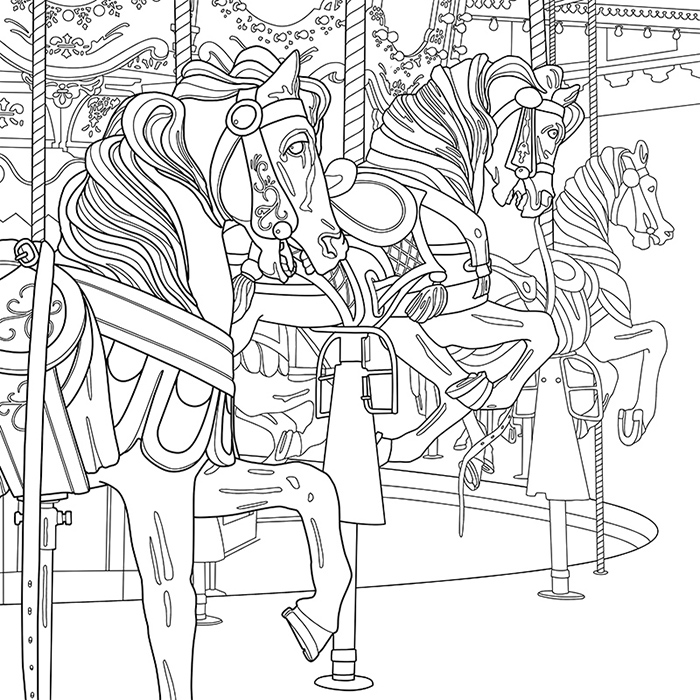 CAROUSEL, a Coloring Jones coloring book for adults