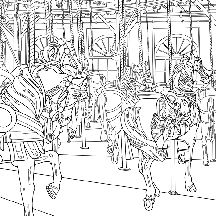 CAROUSEL, a Coloring Jones coloring book for adults